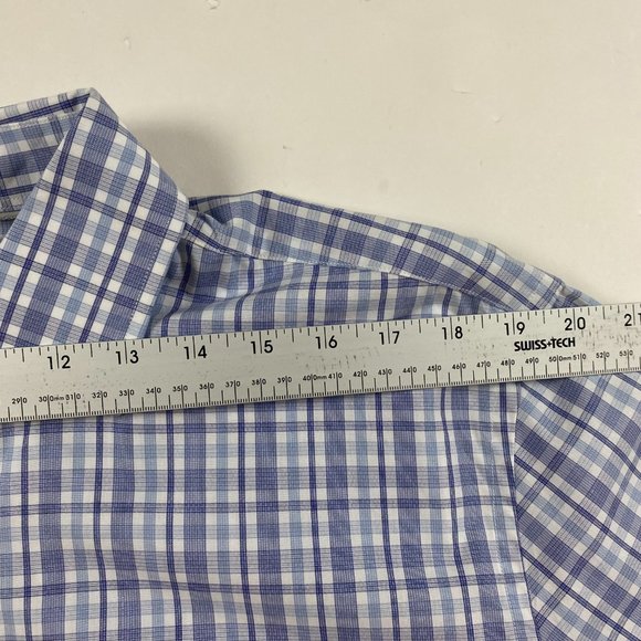 NWT Hickey Freeman Contemporary Fit Shirt Mens 17  32/33 Navy Check Pima Cotton - Picture 13 of 15